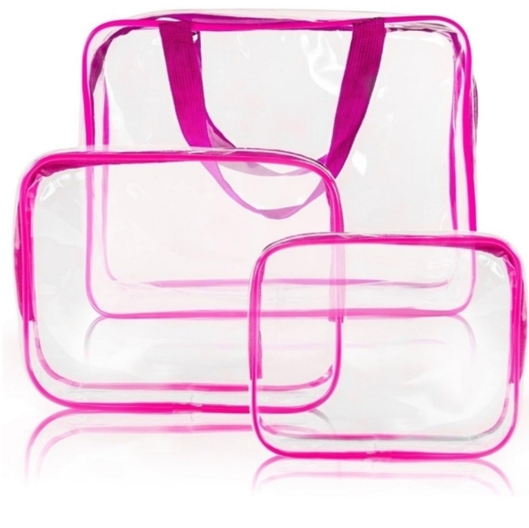 3-Piece Crystal Clear PVC Travel Toiletry Bag Kit - Small, Medium, and Large - Picture 2 of 13
